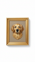 Gold-Framed 3D Dog Portrait